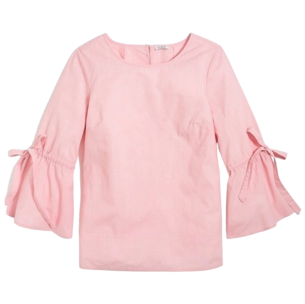 J. Crew Pink Cotton Bowsleeve Top - Size Small